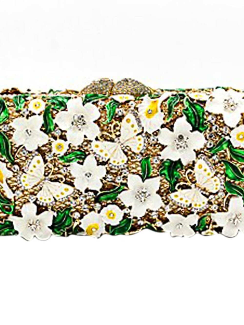 ✨ Army Green Appliques Crystal Detailing Metal Evening Bag ✨